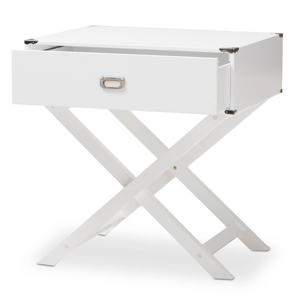 Baxton Studio Curtice Modern White 1-Drawer Wooden Bedside Table - 139-7629