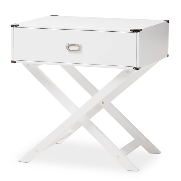 Baxton Studio Curtice Modern White 1-Drawer Wooden Bedside Table - 139-7629