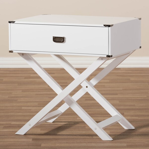 Baxton Studio Curtice Modern White 1-Drawer Wooden Bedside Table - 139-7629