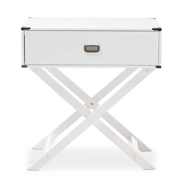 Baxton Studio Curtice Modern White 1-Drawer Wooden Bedside Table - 139-7629