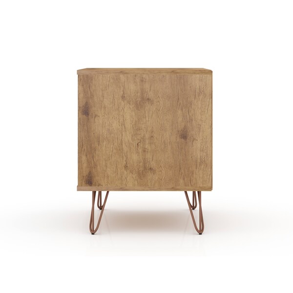 Manhattan Comfort Rockefeller 1.0 Nightstand, Nature and Rose Pink - 101GMC6
