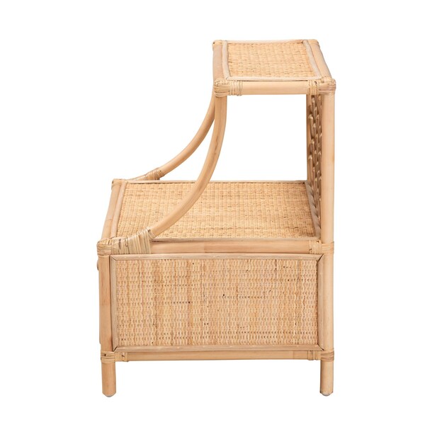 Baxton Studio Lalo Modern Bohemian Natural Brown Rattan 1-Drawer Nightstand - 231-13153-ZORO