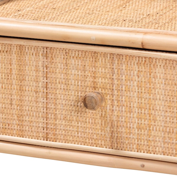 Baxton Studio Lalo Modern Bohemian Natural Brown Rattan 1-Drawer Nightstand - 231-13153-ZORO