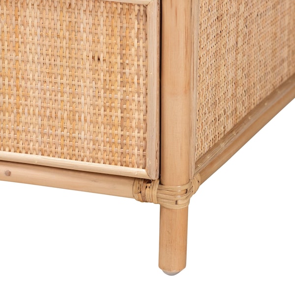 Baxton Studio Lalo Modern Bohemian Natural Brown Rattan 1-Drawer Nightstand - 231-13153-ZORO