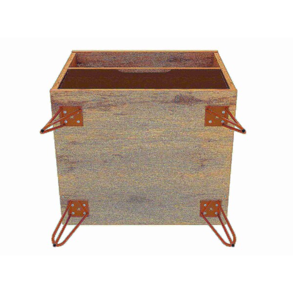 Manhattan Comfort Rockefeller Nightstand 1.0 in Nature and Textured Grey (Set of 2) - 2-101GMC7