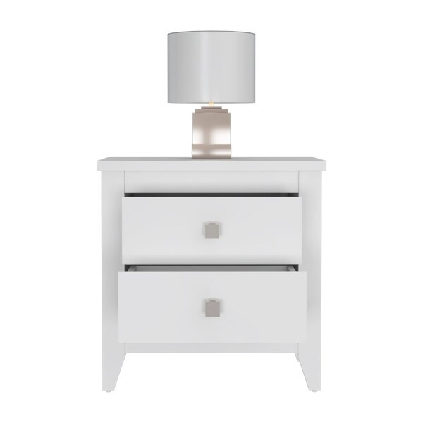 Tuhome Amara Nightstand, Two Shelves, Four Legs, White - MLB7144