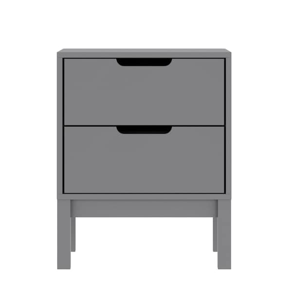 Flash Furniture Dallas Wooden Night Stand, Bedroom Side Table with 2 Storage Drawers for Kids in Gray - MG-9007-1-2NS-GY-GG