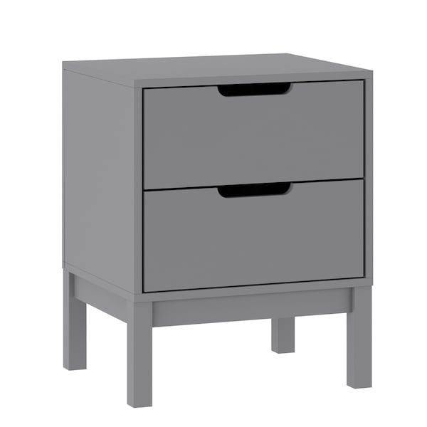 Flash Furniture Dallas Wooden Night Stand, Bedroom Side Table with 2 Storage Drawers for Kids in Gray - MG-9007-1-2NS-GY-GG
