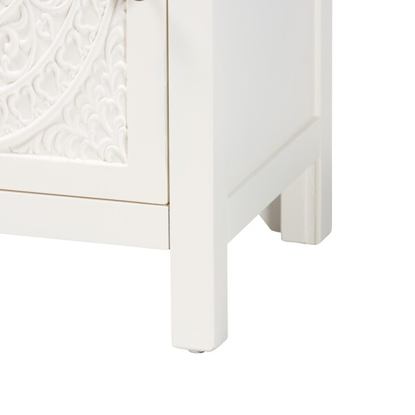 Baxton Studio Lambert Traditional White Finished Wood 1-Drawer Nightstand - 194-11932-ZORO