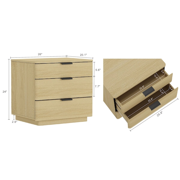 Manhattan Comfort Payton Nightstand in Natural Oak and Black - Set of 2 - 2-NS009-NO