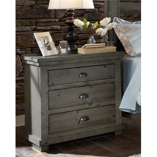 Progressive Furniture Progressive Furniture P600-43 Bedroom Nightstand; Distressed Dark Grey - P600-43