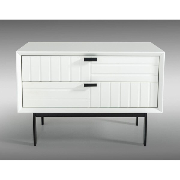 Gfancy Fixtures 16 x 24 x 16 in. White Matte Contemporary Nightstand with Two Drawers - GF3106414