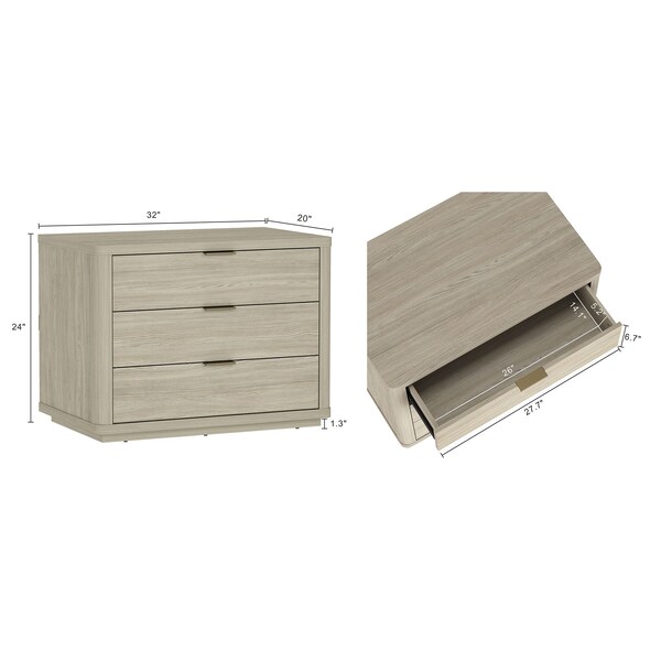 Manhattan Comfort Evelyn 32in Nightstand 4.0 in Natural - Set of 2 - 2-NS014-NA