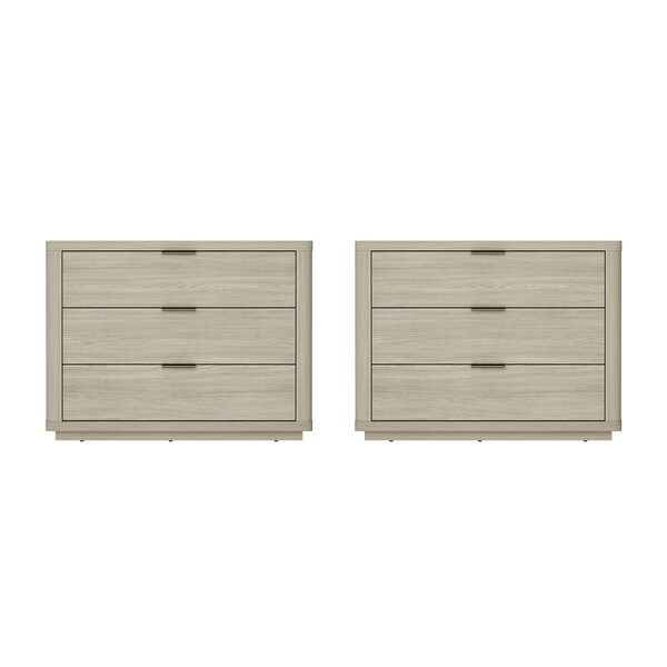 Manhattan Comfort Evelyn 32in Nightstand 4.0 in Natural - Set of 2 - 2-NS014-NA