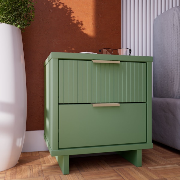 Manhattan Comfort Granville Nightstand 2.0 in Sage Green - NS-5013