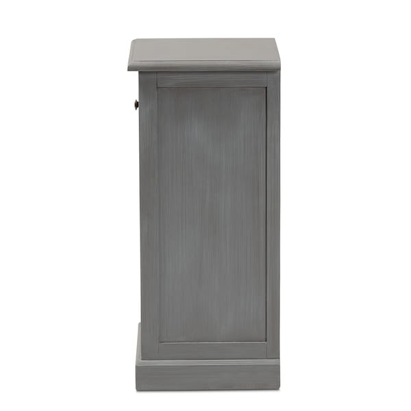 Baxton Studio Sheldon Modern and Contemporary Vintage Grey Finished Wood and Synthetic Rattan 3-Drawer Nightstand - 190-11951-ZORO