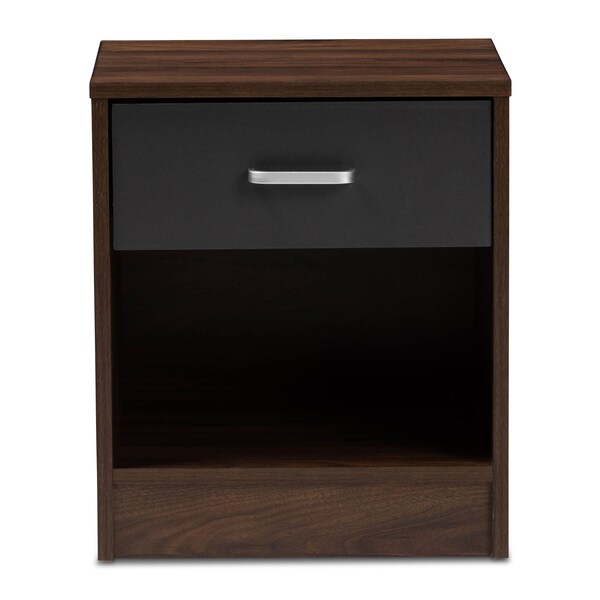 Baxton Studio Hansel Modern 1-Drawer Dark Brown and Dark Grey Finished Nightstand - 147-8258