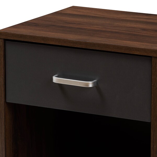 Baxton Studio Hansel Modern 1-Drawer Dark Brown and Dark Grey Finished Nightstand - 147-8258