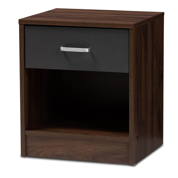 Baxton Studio Hansel Modern 1-Drawer Dark Brown and Dark Grey Finished Nightstand - 147-8258
