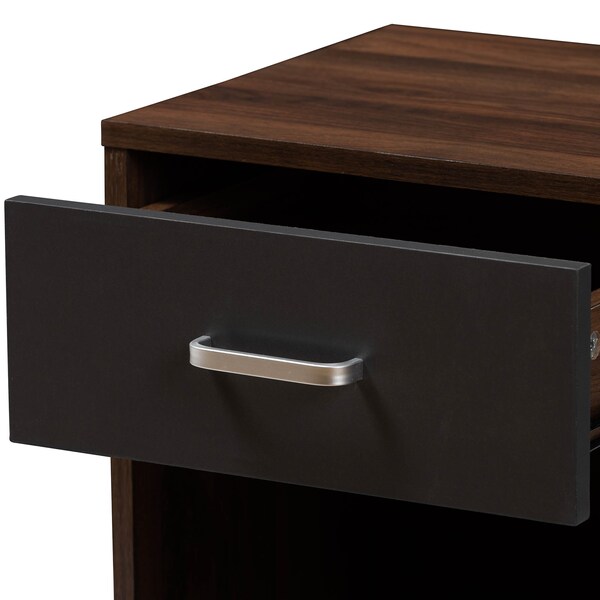 Baxton Studio Hansel Modern 1-Drawer Dark Brown and Dark Grey Finished Nightstand - 147-8258