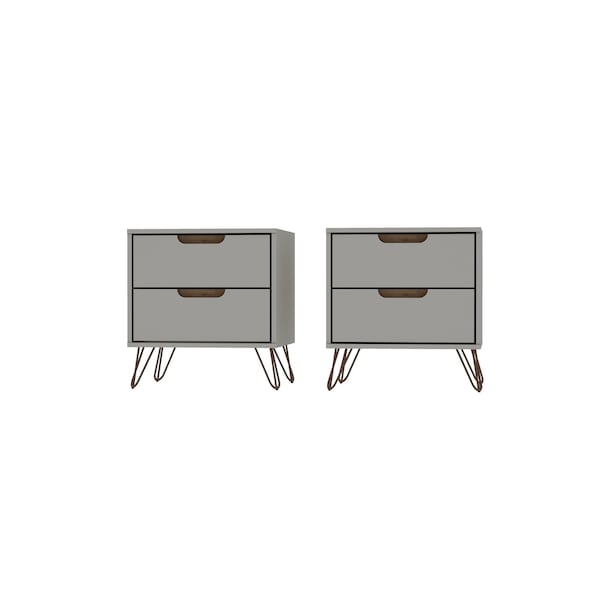 Manhattan Comfort Rockefeller Nightstand 2.0 in Off White and Nature (Set of 2) - 2-102GMC3