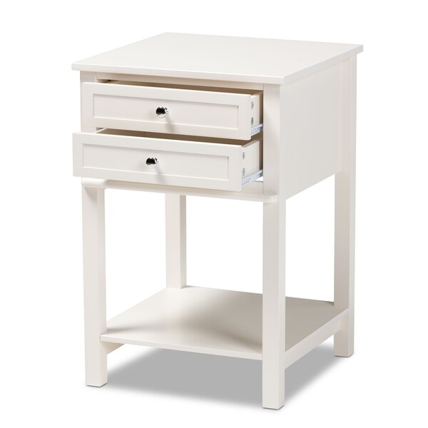 Baxton Studio Willow Transitional White Finished 2-Drawer Wood Nightstand - 163-9034