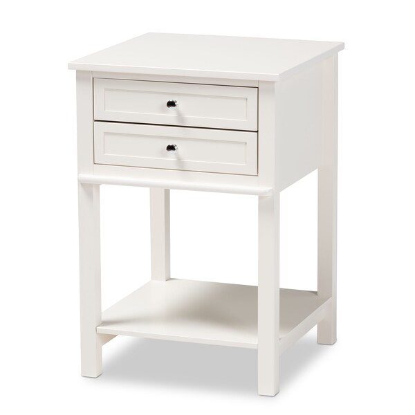 Baxton Studio Willow Transitional White Finished 2-Drawer Wood Nightstand - 163-9034