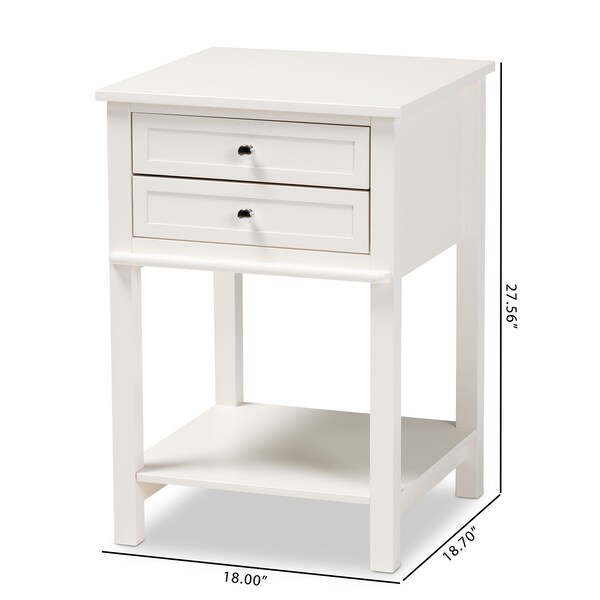 Baxton Studio Willow Transitional White Finished 2-Drawer Wood Nightstand - 163-9034