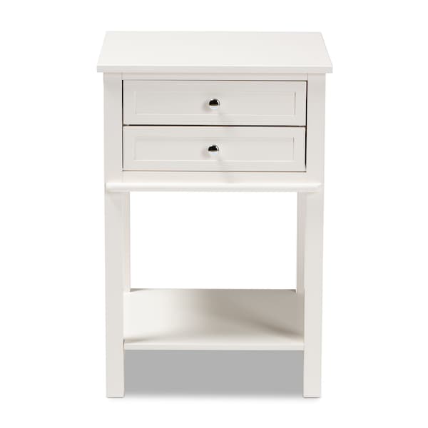 Baxton Studio Willow Transitional White Finished 2-Drawer Wood Nightstand - 163-9034