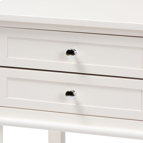 Baxton Studio Willow Transitional White Finished 2-Drawer Wood Nightstand - 163-9034