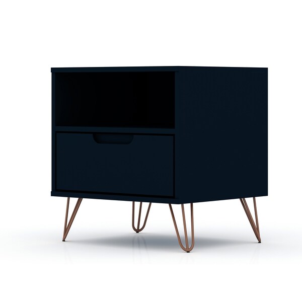 Manhattan Comfort Rockefeller Nightstand 1.0 in Tatiana Midnight Blue (Set of 2) - 2-101GMC4