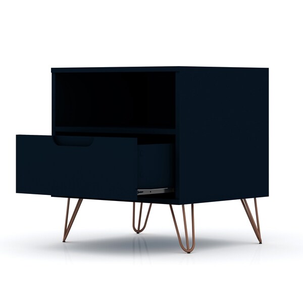 Manhattan Comfort Rockefeller Nightstand 1.0 in Tatiana Midnight Blue (Set of 2) - 2-101GMC4