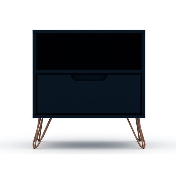 Manhattan Comfort Rockefeller Nightstand 1.0 in Tatiana Midnight Blue (Set of 2) - 2-101GMC4