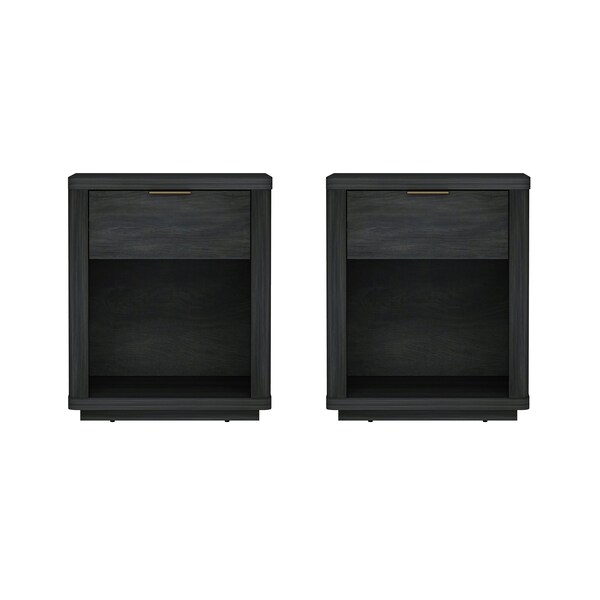 Manhattan Comfort Evelyn Nightstand in Charcoal Grey - Set of 2 - 2-NS011-CH