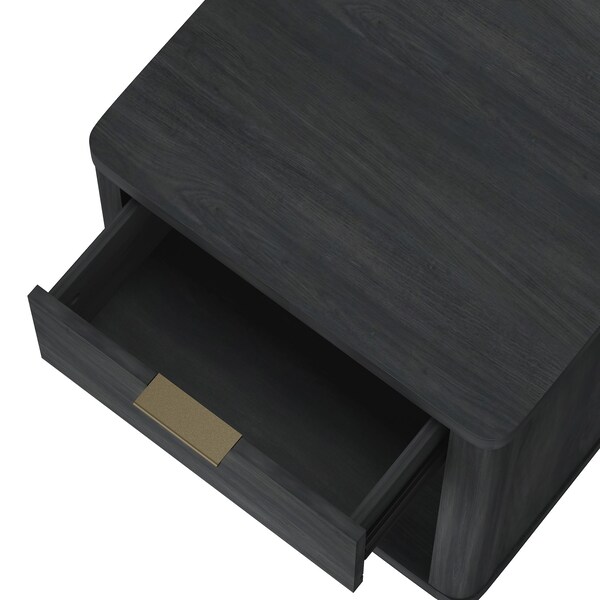 Manhattan Comfort Evelyn Nightstand in Charcoal Grey - Set of 2 - 2-NS011-CH