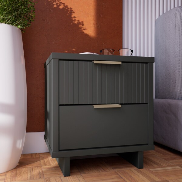 Manhattan Comfort Granville Nightstand 2.0 in Dark Grey - NS-5015