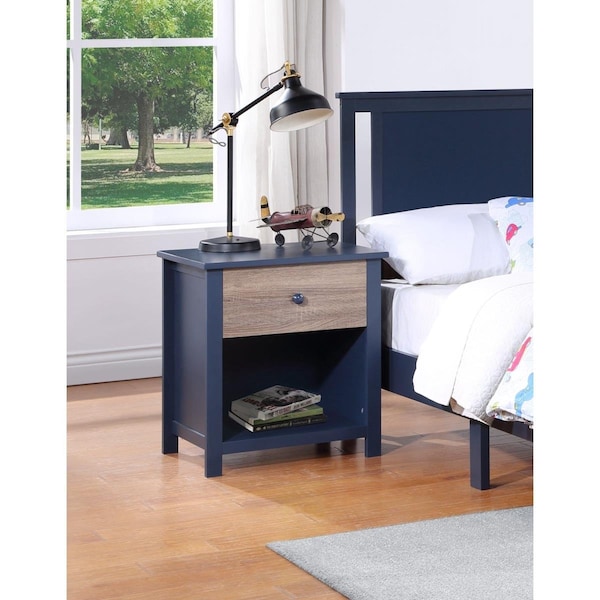 Kd Muebles De Comedor Connelly Nightstand, Midnight Blue & Vintage Walnut - KD2991627