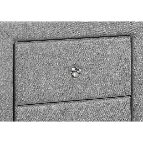 Monarch Specialties Bedroom Accent, Nightstand, End, Side, Lamp, Storage Drawer, Bedroom, Upholstered, Linen Look, Grey - I 5604