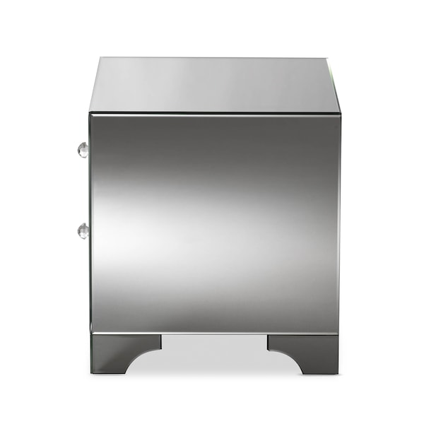 Baxton Studio Farrah Hollywood Regency Glamour Style Mirrored 2-Drawer Nightstand - 136-7481