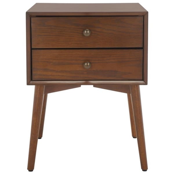 Safavieh Scully 2 Drawer Nightstand, Medium Oak & Antique Gold - NST6407C