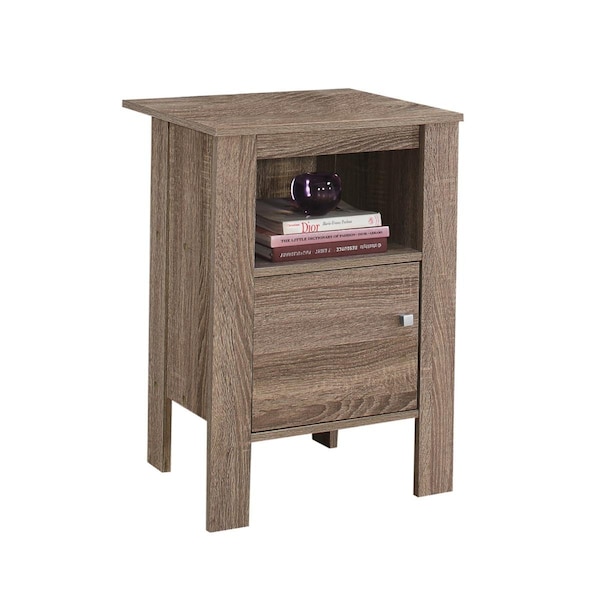 Monarch Specialties Dark Taupe Night Stand with Storage - MO338816