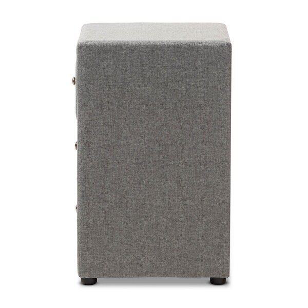 Baxton Studio Tessa Modern Grey Upholstered 3-Drawer Nightstand - 147-8161