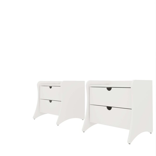 Manhattan Comfort Coney Nightstand - Set of 2 in White - 2-181GMC1