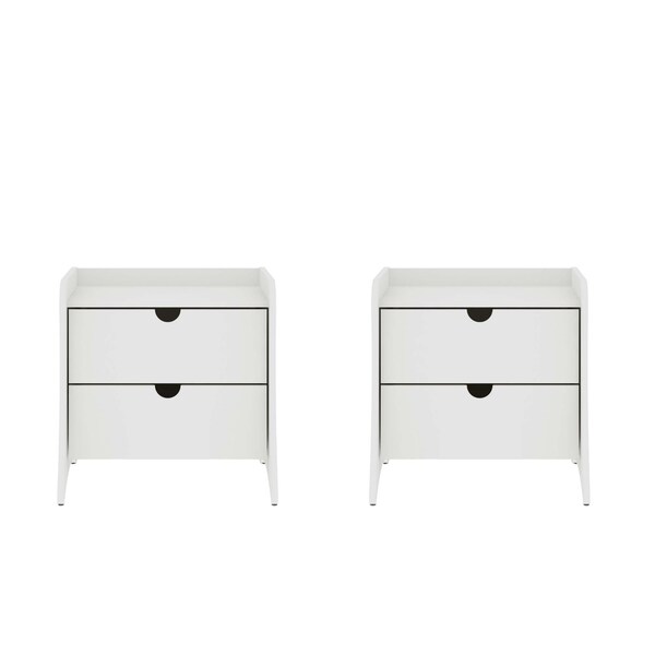 Manhattan Comfort Coney Nightstand - Set of 2 in White - 2-181GMC1