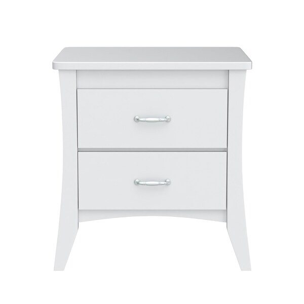 Acme Wooden Rectangular Nightstand with 2 Drawers and Tapered Legs in White - ER-0109WH