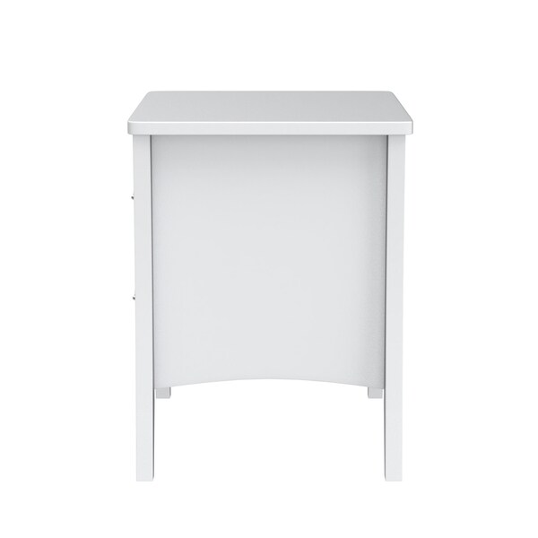 Acme Wooden Rectangular Nightstand with 2 Drawers and Tapered Legs in White - ER-0109WH