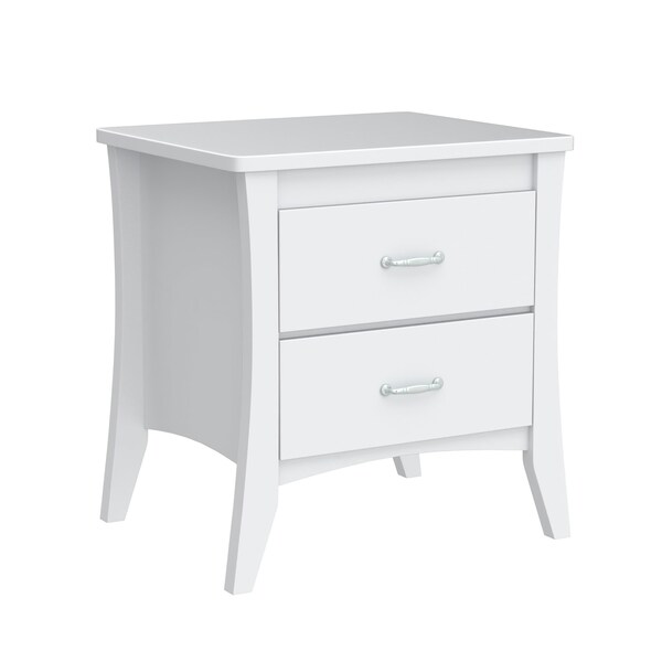 Acme Wooden Rectangular Nightstand with 2 Drawers and Tapered Legs in White - ER-0109WH