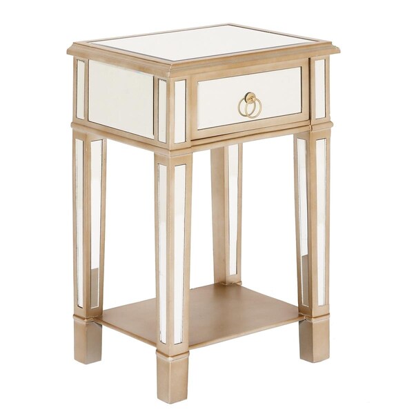 Latestluxury Christie Wooden Mirror Side Table Nightstand with Drawer - 28 x 13.75 x 175 in. - LA2570500