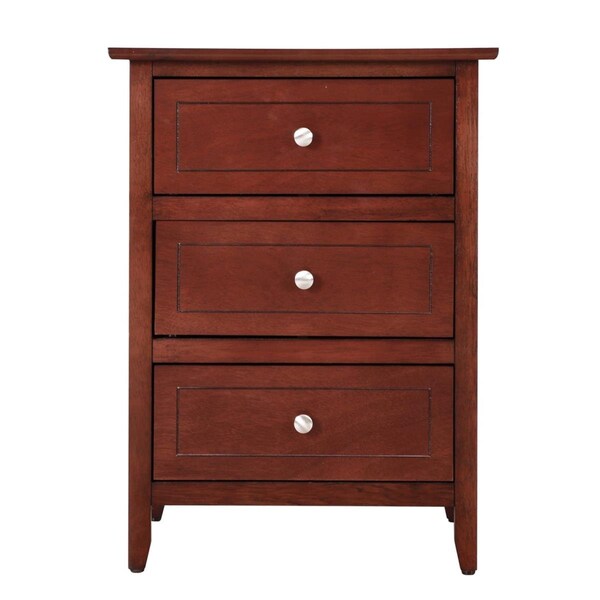 Passion Furniture 25 x 15 x 19 in. Daniel 3 Drawer Cherry Nightstand - PF-G1310-N-00