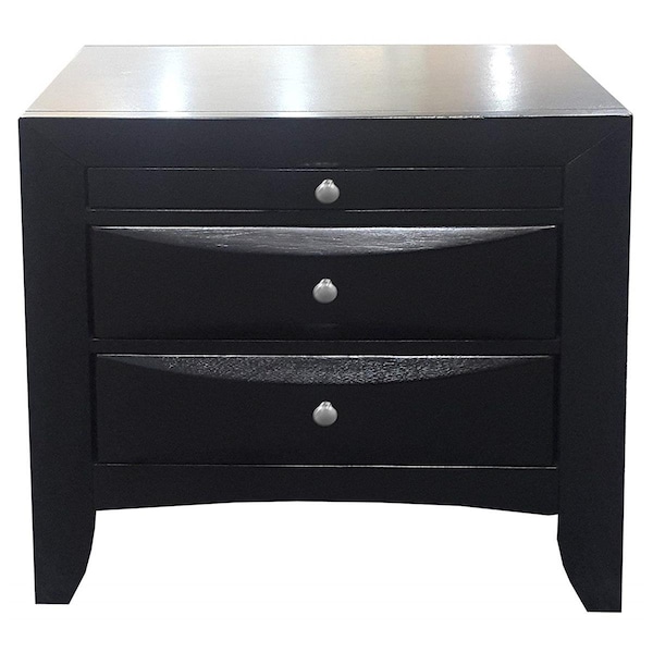 Homeroots 25 x 26 x 17 in. Tropical Woo Black Nightstand - 286488